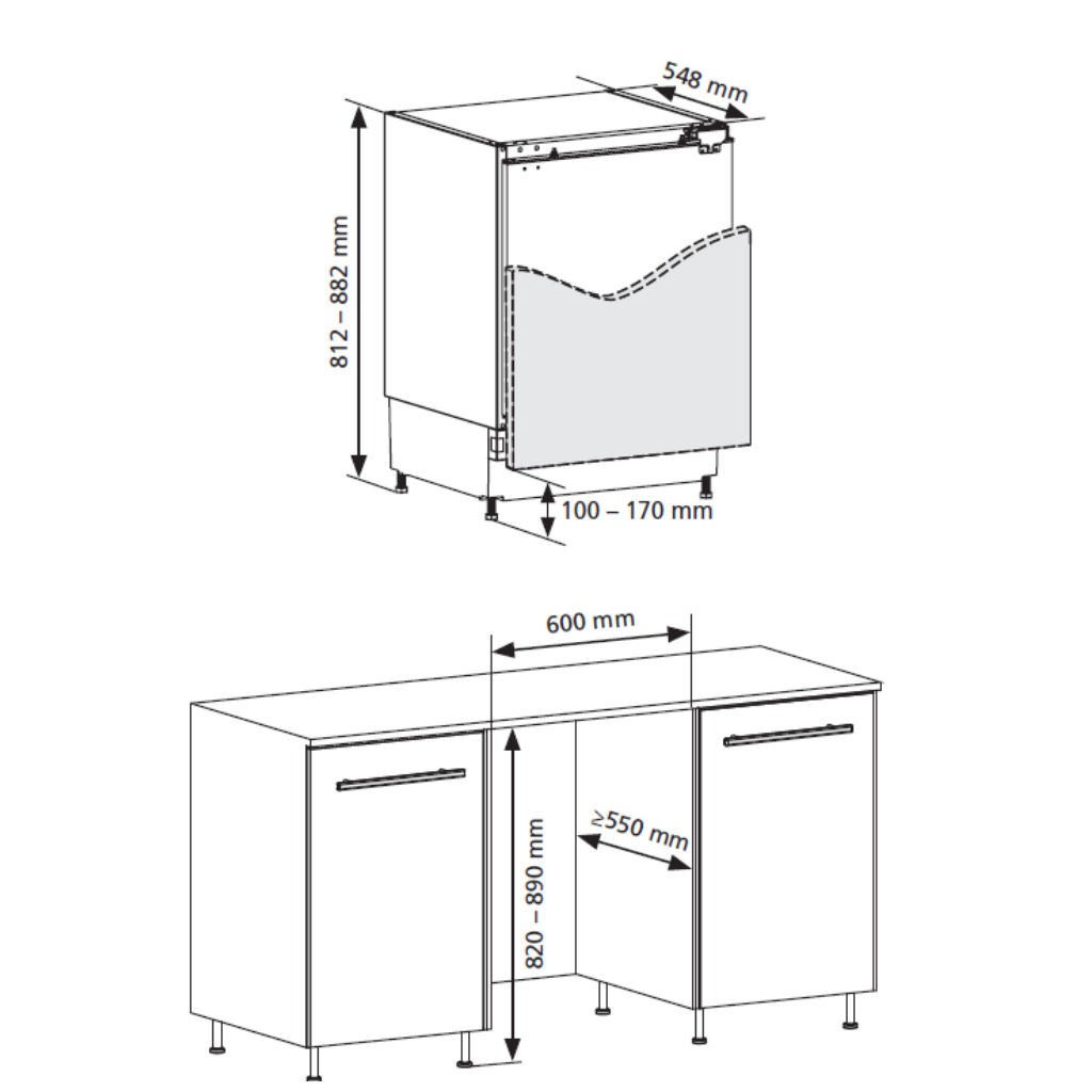 Unterbaukühlschrank 89 cm mit Gefrierfach