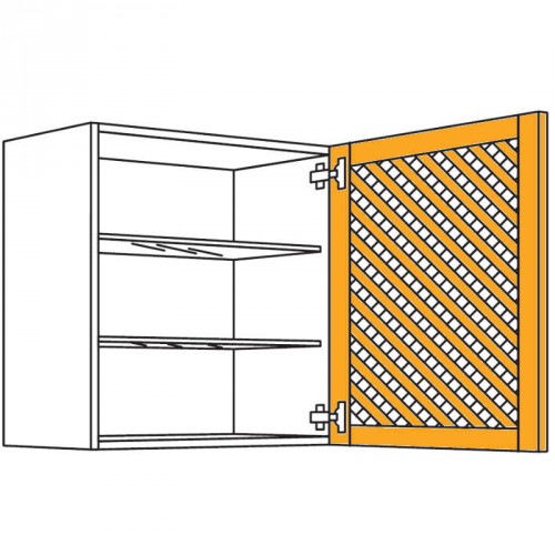 Landhaus Wandschrank mit Holzgittertür Eiche Massivholz