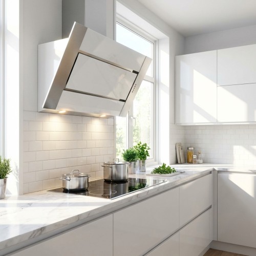 Kopffreihaube mit weissem Satinglas