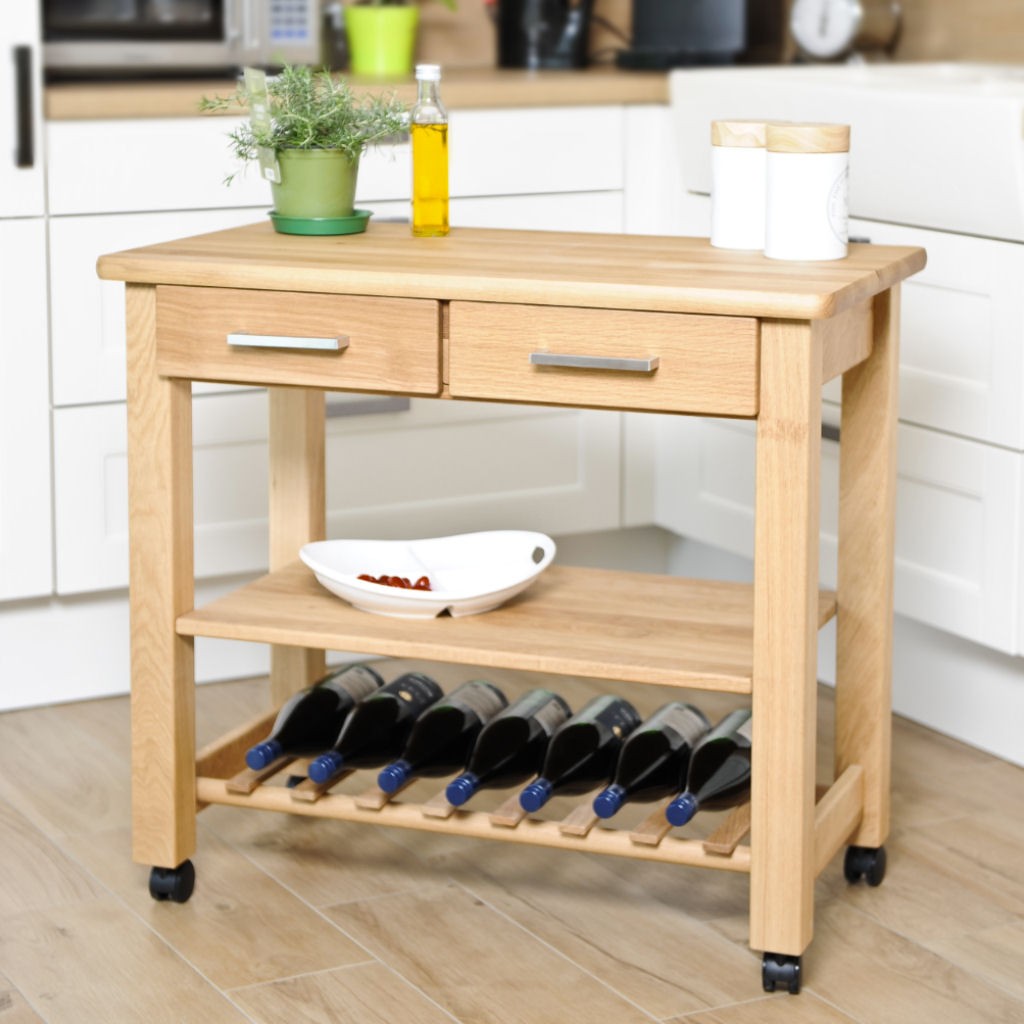 Küchenwagen Massivholz Eiche