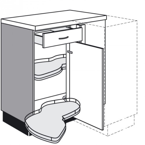 Maxi Eckunterschrank mit 2 voll ausschwenkbare LeMans Drehböden