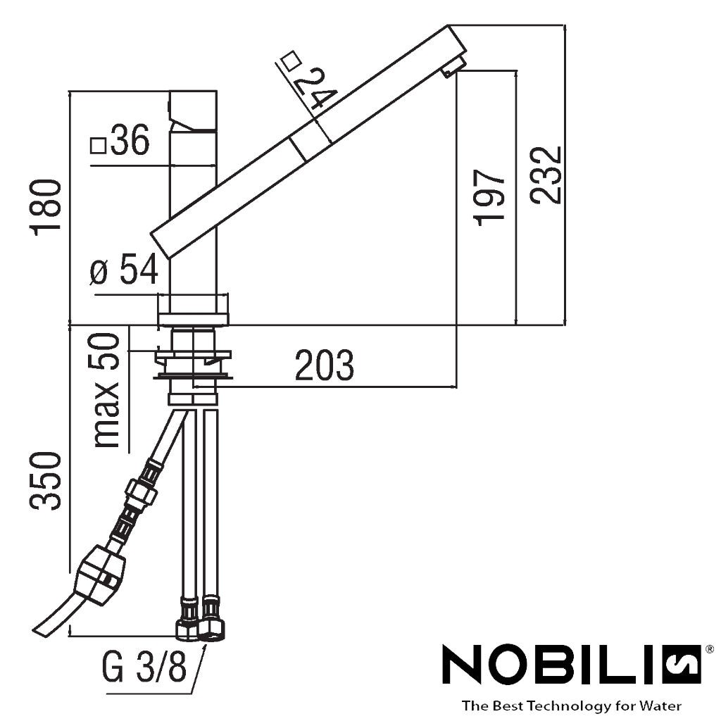 Nobili Tower Einhand-Spültischmischer mit ausziehbarer Brause
