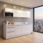 B&uuml;rok&uuml;che 248 cm mit Falt-Lift-Oberschr&auml;nken & Mikrowelle [2/19]