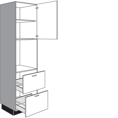 Seitenschrank für Einbaugeräte mit 1 Drehtür und 2 Auszüge