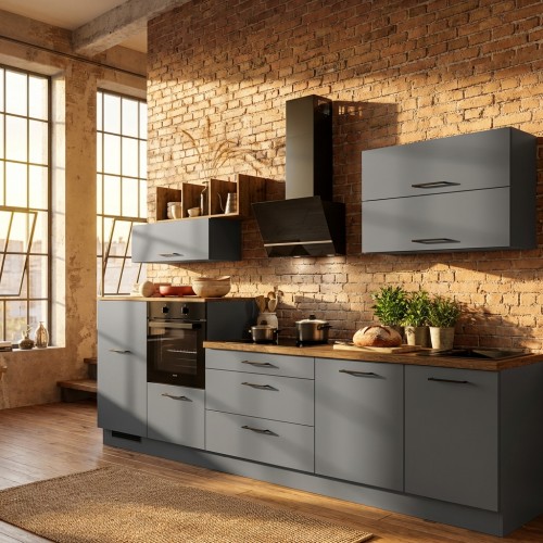 Impuls Einbauk&uuml;che 320 cm mit Regal und Highboards