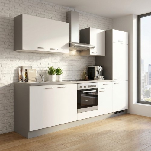 Moderne K&uuml;che 270 cm Stellmass mit Sp&uuml;le und Elektroger&auml;ten