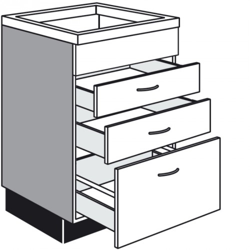Unterschrank für Kochmulde mit 2 Schubkästen