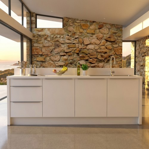 B&uuml;rok&uuml;che 248 cm mit Schublade und Ausz&uuml;gen