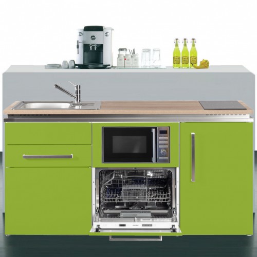 Miniküche Designline 170 cm breit mit Mikrowelle, Geschirrspüler