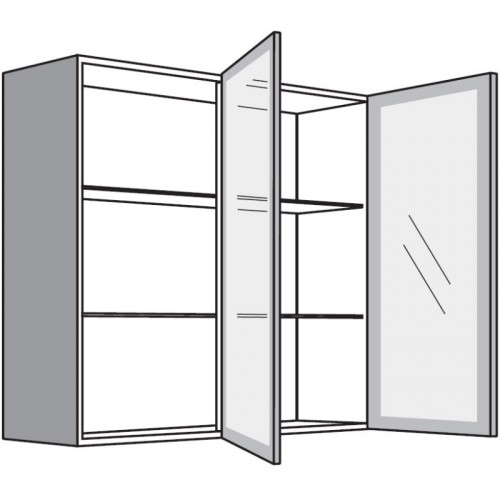 Hängeschrank mit 2 Glasdrehtüren Vollglas