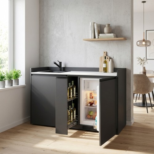 modulLINE ML 120F K Miniküche aus Holz mit Kühlschrank und Auszug modulLINE ML 120F K Miniküche aus Holz mit Kühlschrank und Auszug
