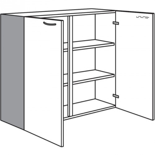 Vitrinen-Hängeschrank mit 2 Drehtüren