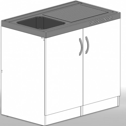 Singleküche ohne Kühlschrank 100 cm dekorfähig
