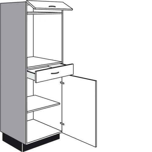 Highboard für Einbaugeräte mit 1 Drehtür und 1 Klappe