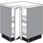 Eck-Unterschrank mit Kunststoff-Drehböden geteilte einschwenkbare Türen mit Anschlagdämpfung [1/16]