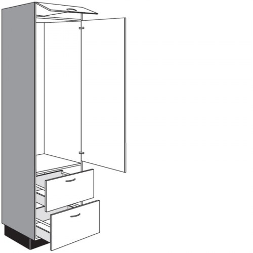 Geräteschrank mit 1 Klappe 1 Geräte-Drehtür und 2 Auszüge