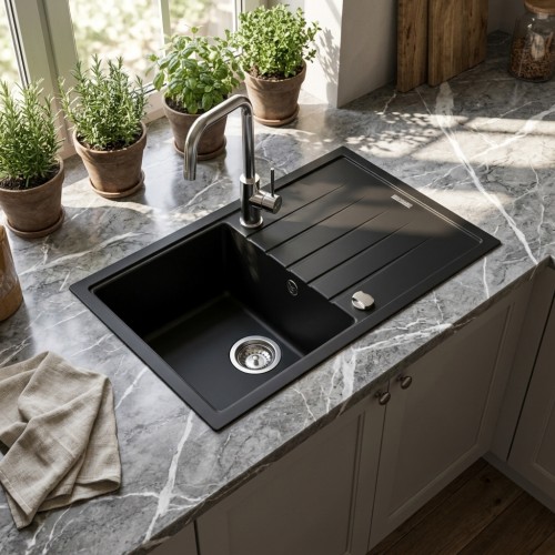 Granitspüle aus Kunstgranit Victory 780 black Granitspüle aus Kunstgranit Victory 780 black