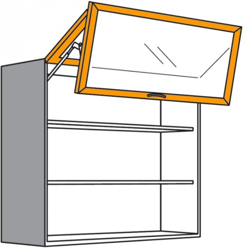 Hängeschrank mit 1 Falt-Lift-Glastür in Alu-Optik