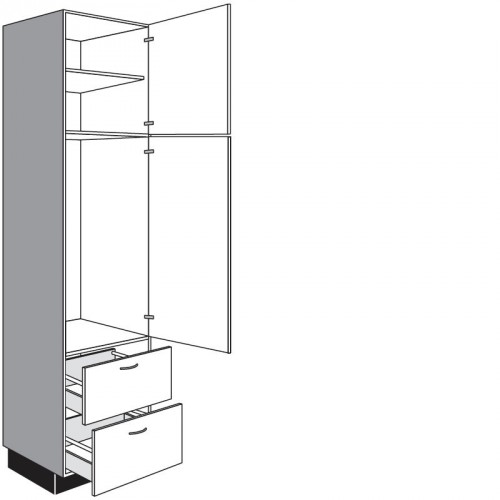 Hochschrank für Einbaugeräte mit 1 Drehtür und 2 Auszüge