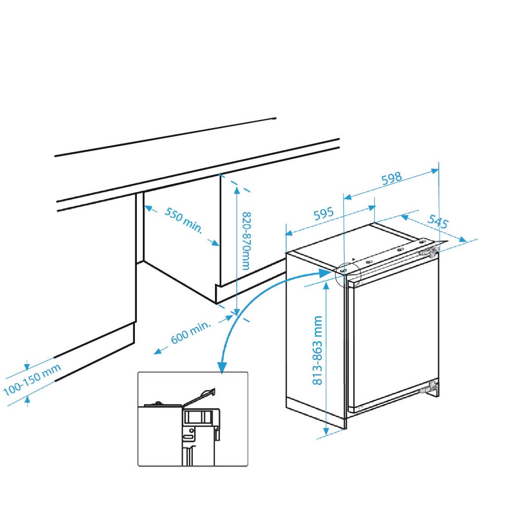 Vollintegrierter Unterbaukühlschrank A+