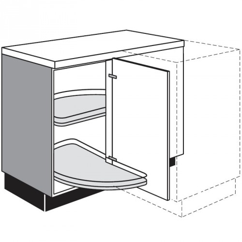 Eck-Unterschrank mit 2 Drehböden ausschwenkbar