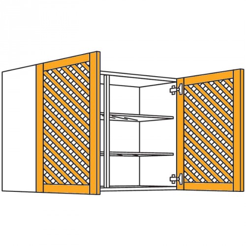 Landhaus Wandschrank mit Holzgittertür Eiche Massivholz