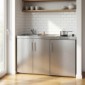 Pantryk&uuml;che aus Edelstahl 120 cm mit K&uuml;hlschrank [3/9]