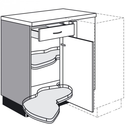 Maxi Eckunterschrank mit 2 voll ausschwenkbare LeMans Drehböden