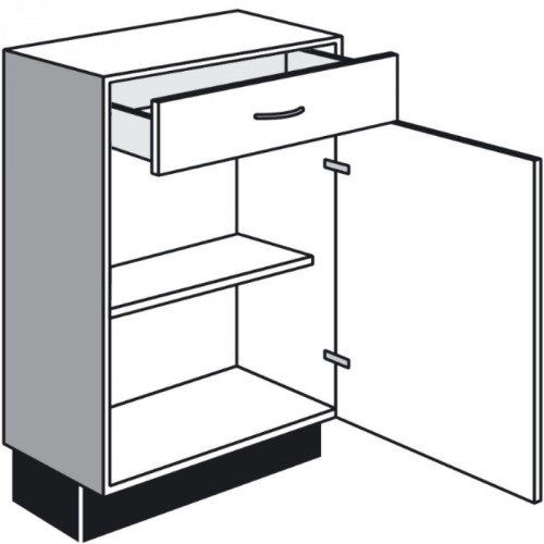 Vitrinen-Unterschrank mit 1 Schublade