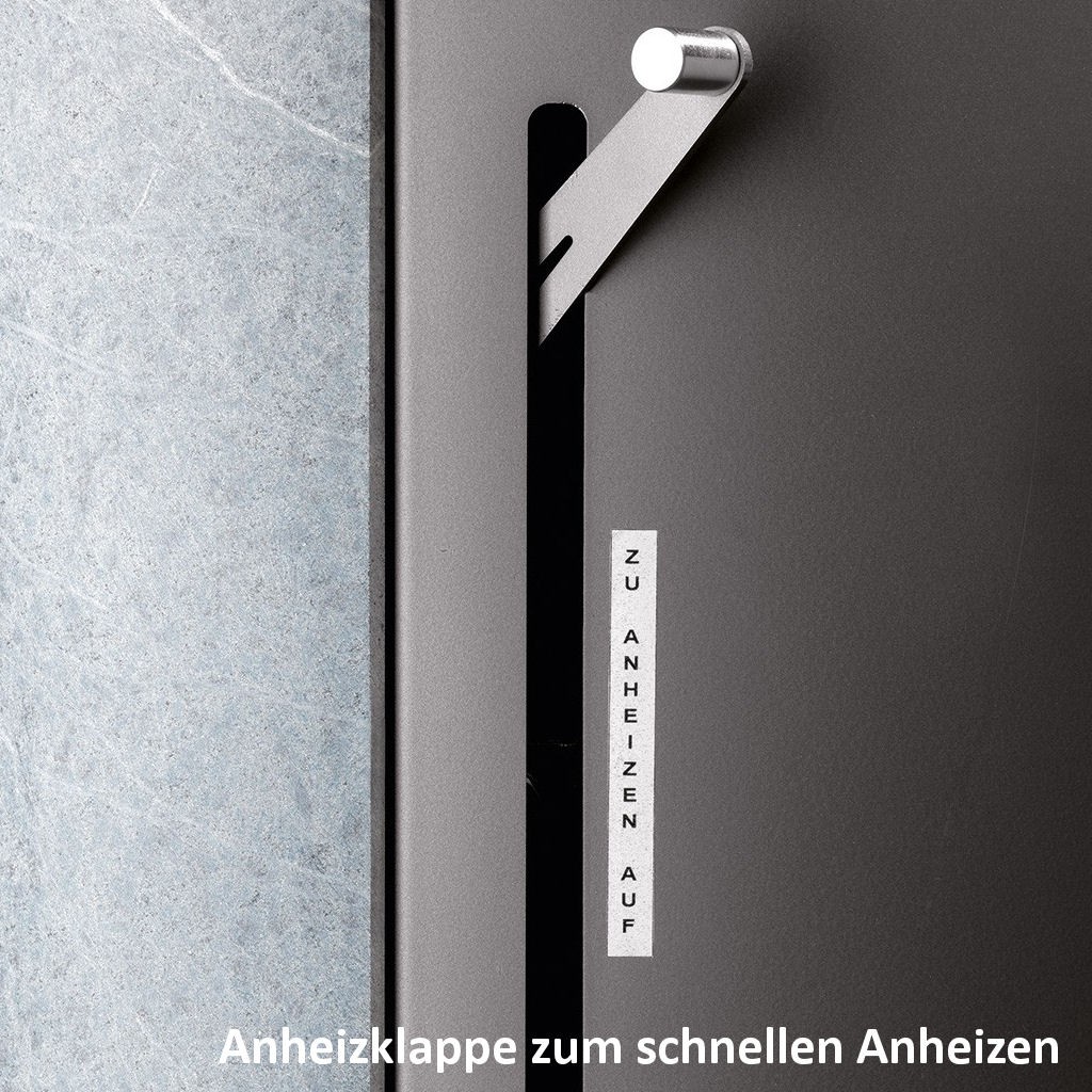 Island Aqua Wasserführender Kaminofen Stahl schwarz, Sandstein