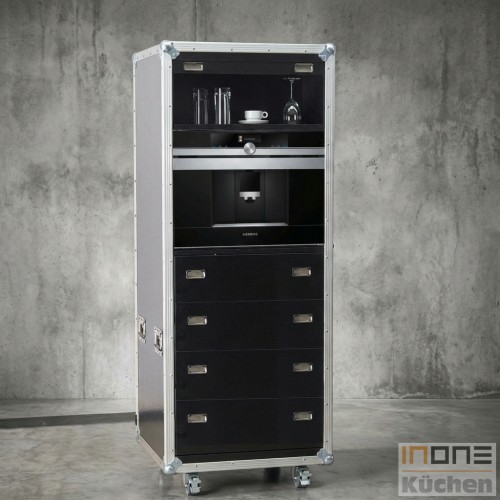 kitcase pro-art Kofferk&uuml;che-Beistellschrank hoch in Breite 68,5 cm mit vier Schubladen