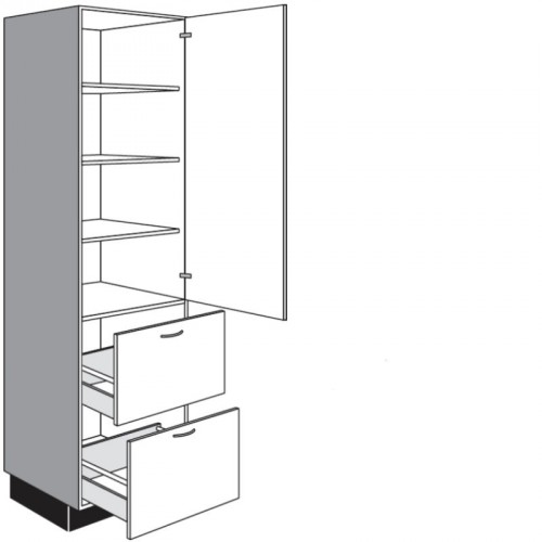 Seitenschrank für Geschirr mit 1 Drehtür und 2 Auszüge