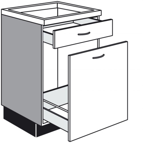 Kochfeld-Unterschrank mit 1 Auszug und 1 Schubkasten