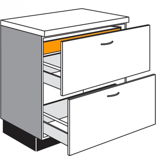 Unterschrank mit 2 Auszügen und 1 Innenschubkasten