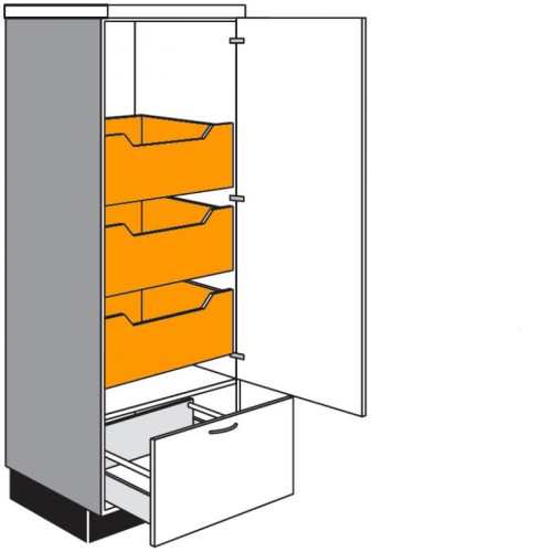 Highboardschrank mit 1 Drehtür und 1 Auszug 3 Innenauszüge