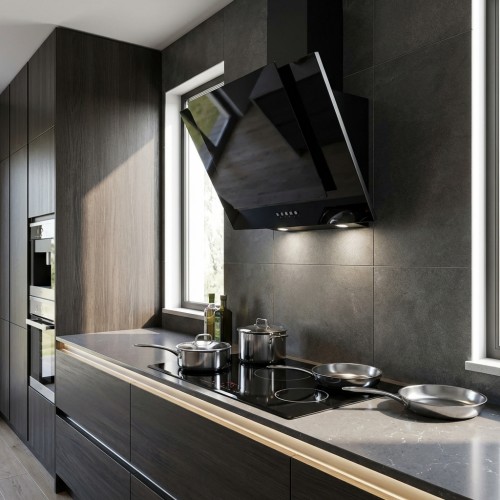 Kaminhaube 60 cm Glas schwarz