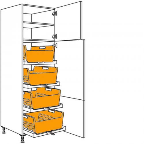 Hochschrank mit Wäschekorb-Tablar