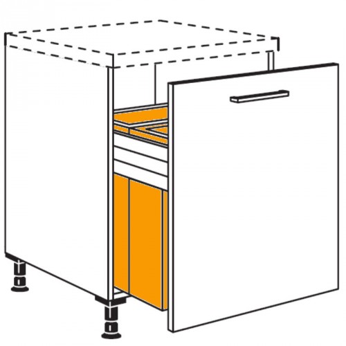 Unterschrank mit Mülltrennsystem 1 durchgehende Front