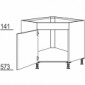 Spülen-Eckschrank diagonal mit 1 Tür 450/600 mm Breite wählbar [2/12]