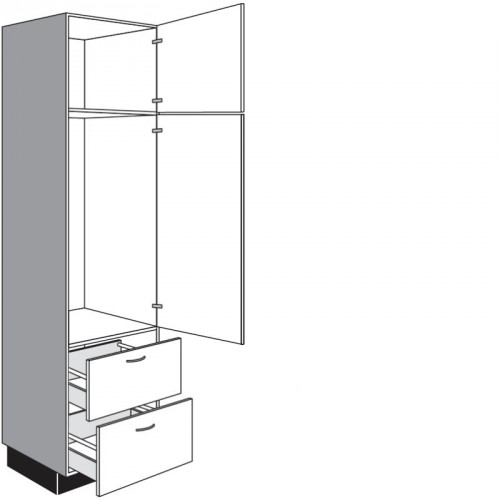 Seitenschrank für Einbaugeräte mit 1 Drehtür und 2 Auszüge