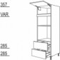 Hochschrank für Geräte-Umbauten, Backofen und Mikrowelle 590, 380 mm Nische [2/9]