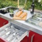 Outdoorküche 150 cm breit auf Rollen mit 1 Schublade [22/25]