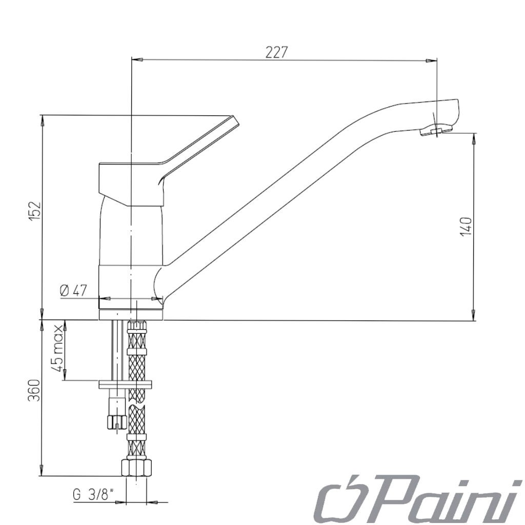 Paini arena Einhebelmischer mit schwenkbarem Auslauf