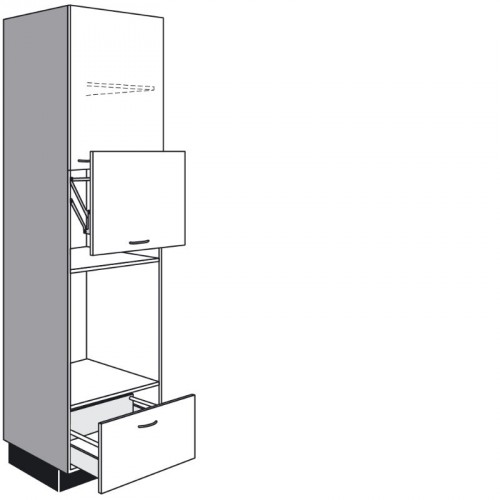 Seitenschrank für Einbaugeräte mit 1 Lifttür, 1 Drehtür und 1 Auszug