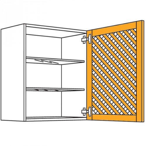 Landhaus Wandschrank mit Holzgittertür Eiche Massivholz