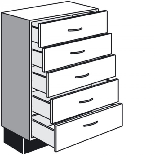 Vitrinen-Unterschrank mit 5 Schubkästen