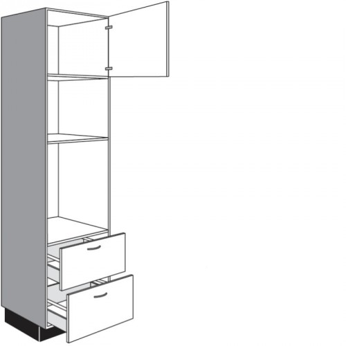 Seitenschrank für Einbaugeräte mit 1 Drehtür und 2 Auszüge