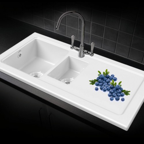 Keramik Einbauspüle weiss mit Restebecken RL 501 CW II