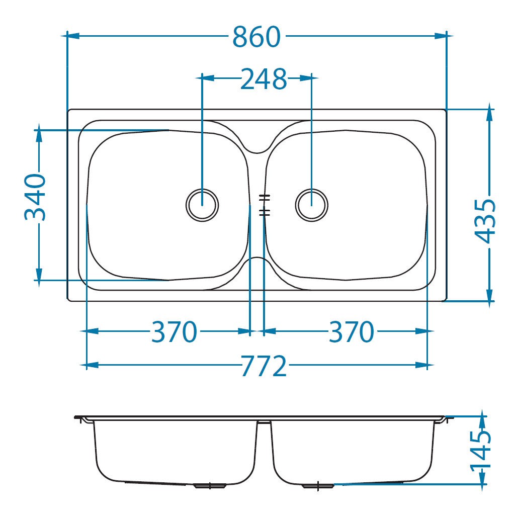 Doppelspüle Basic 70 Edelstahl