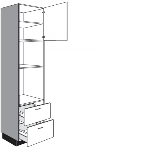 Hochschrank für Einbaugeräte mit 1 Drehtür und 2 Auszüge